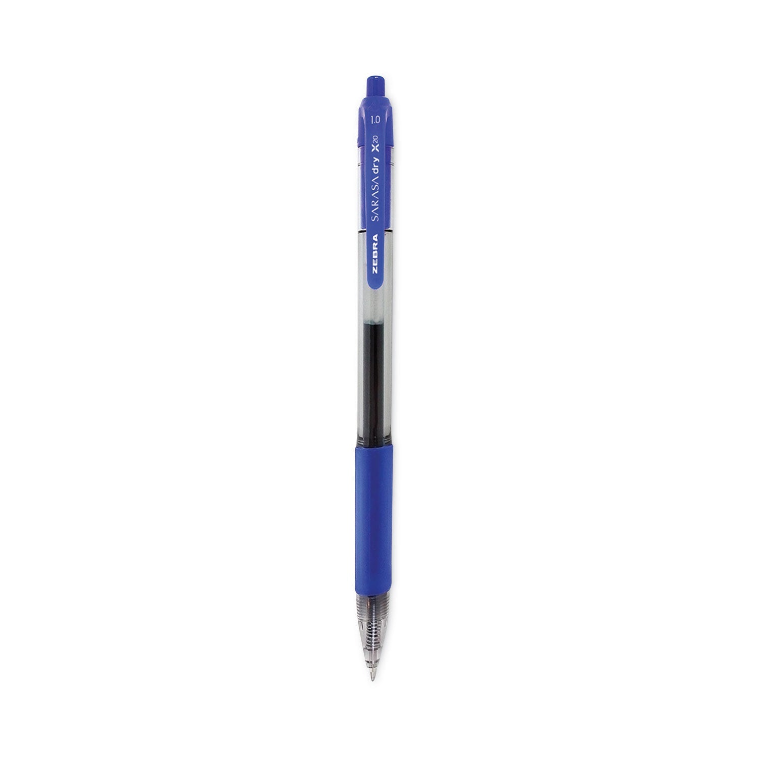 Zebra Sarasa Dry Gel X20 Gel Pen, Retractable, Bold 1 mm, Blue Ink, Translucent Blue Barrel, 12/Pack