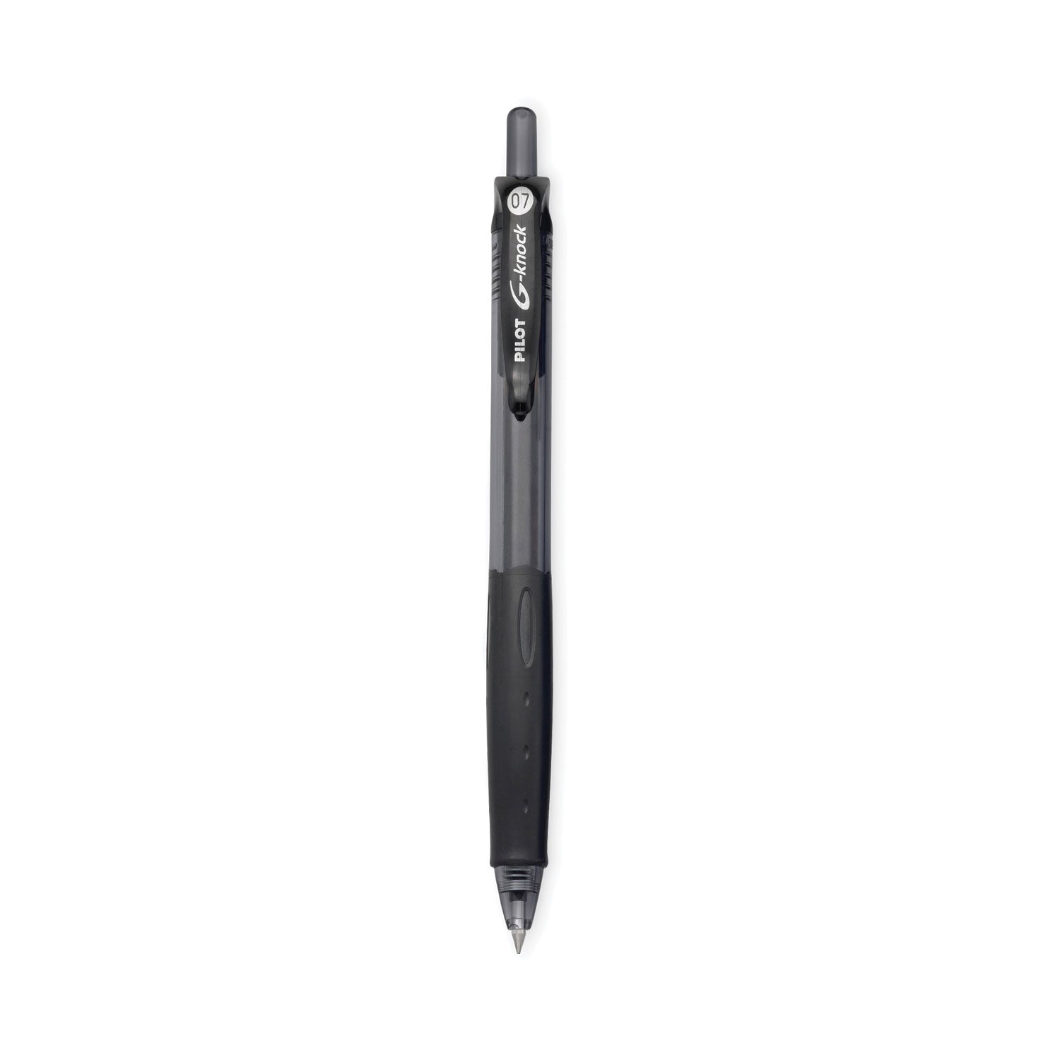Pilot G-Knock BeGreen Gel Pen, Retractable, Fine 0.7 mm, Black Ink, Black Barrel, Dozen