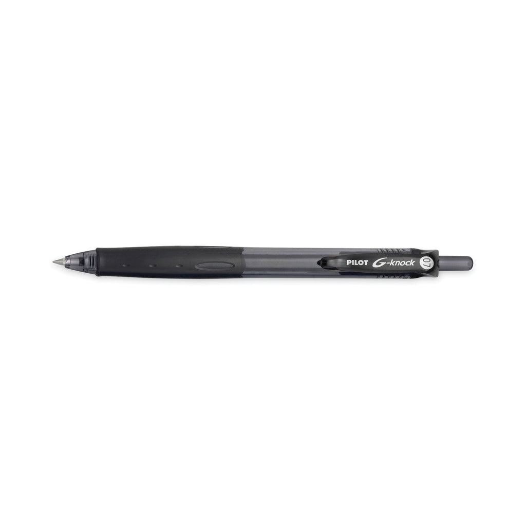 Pilot G-Knock BeGreen Gel Pen, Retractable, Fine 0.7 mm, Black Ink, Black Barrel, Dozen