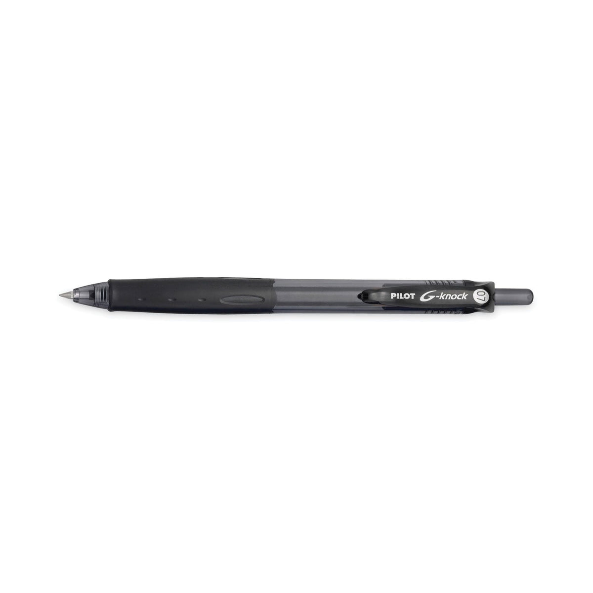 Pilot G-Knock BeGreen Gel Pen, Retractable, Fine 0.7 mm, Black Ink, Black Barrel, Dozen