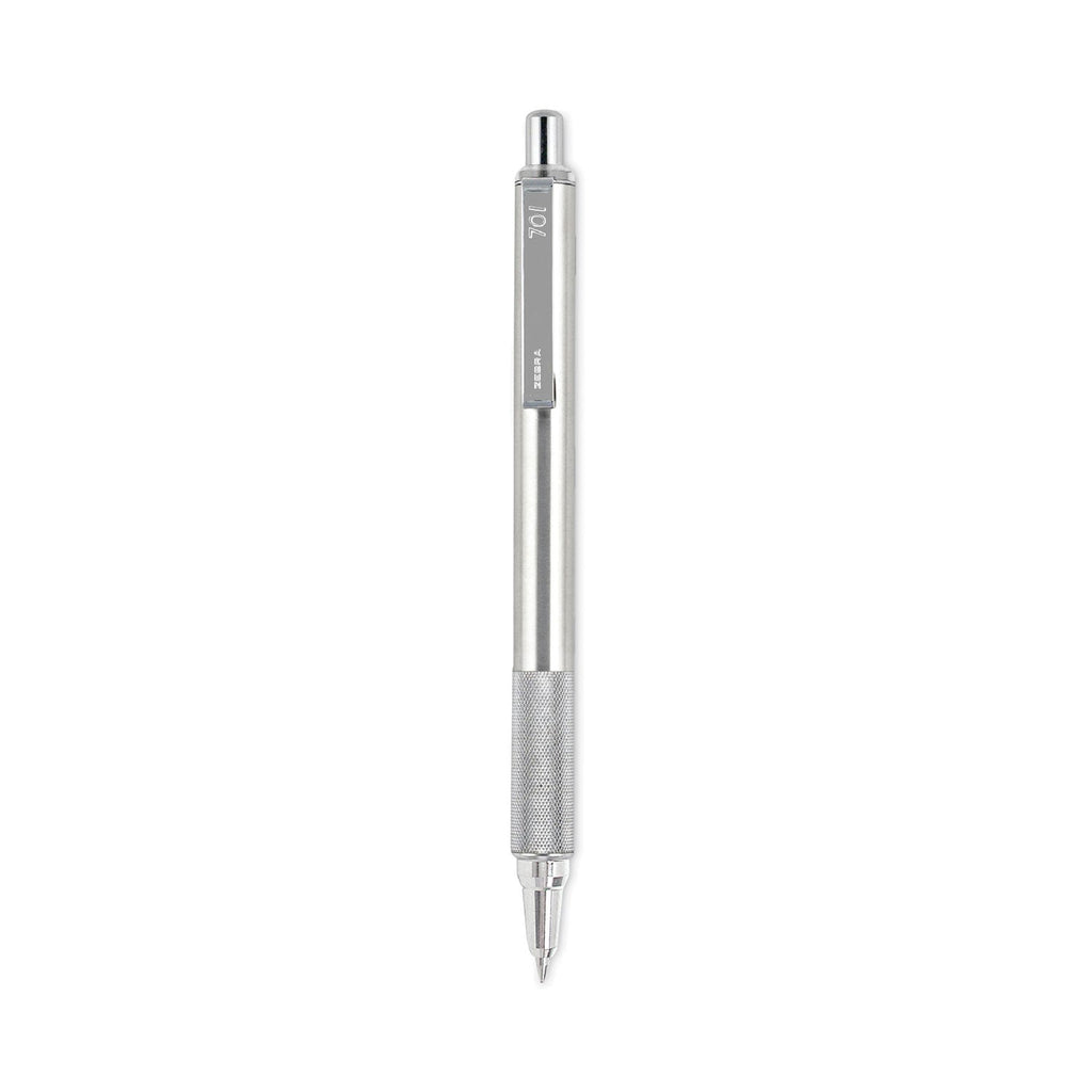 Zebra F-701 Ballpoint Pen, Retractable, Fine 0.7 mm, Black Ink, Stainless Steel/Black Barrel