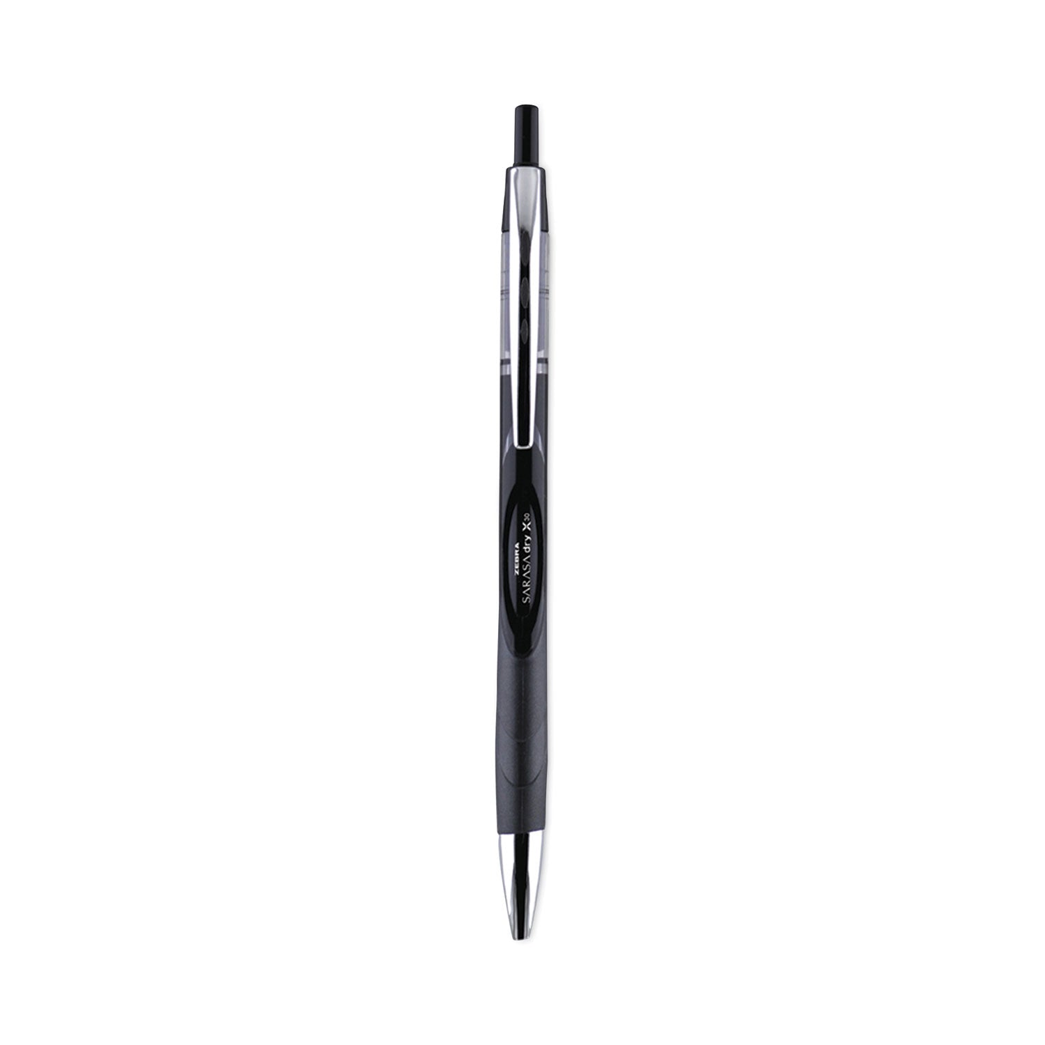 Zebra Sarasa Dry Gel X30 Gel Pen, Retractable, Medium 0.7 mm, Black Ink, Black Barrel, 12/Pack