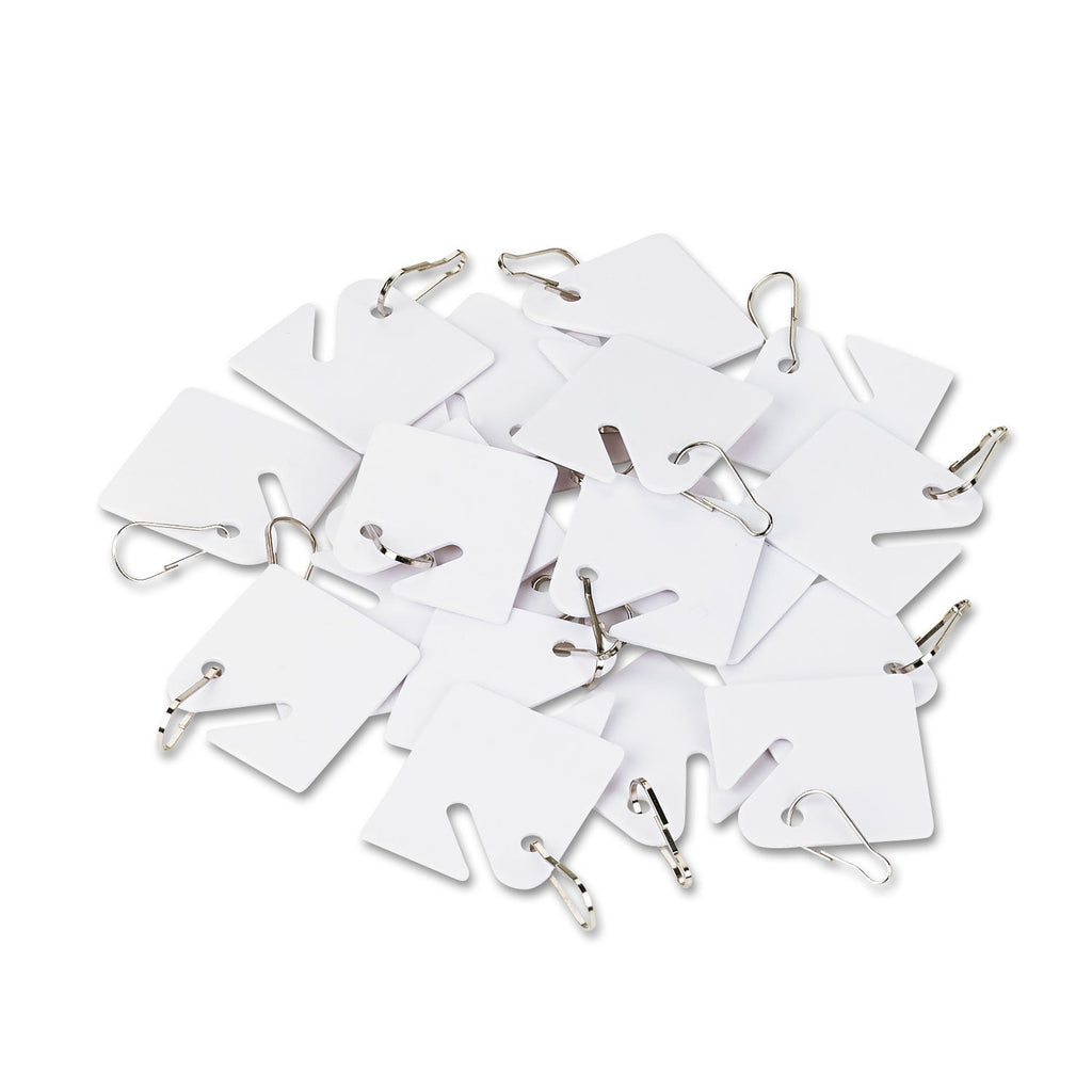 SecurIT Replacement Slotted Key Cabinet Tags, 1.63 x 1.5, White, 20/Pack