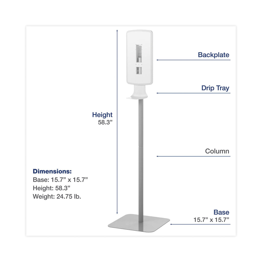 Dial FIT Touch Free Dispenser Floor Stand, 15.7 x 15.7 x 58.3, White