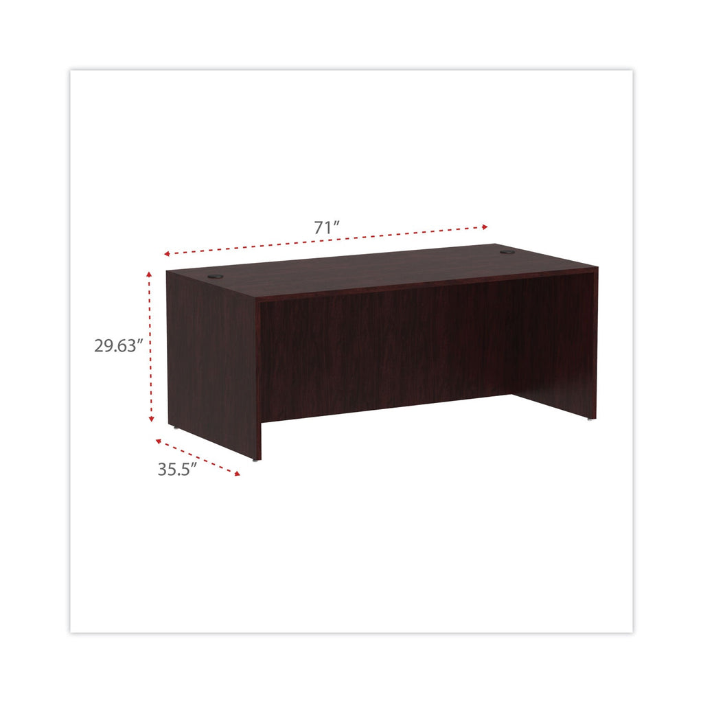 Alera Valencia Series Straight Front Desk Shell, 71" x 35.5" x 29.63", Mahogany