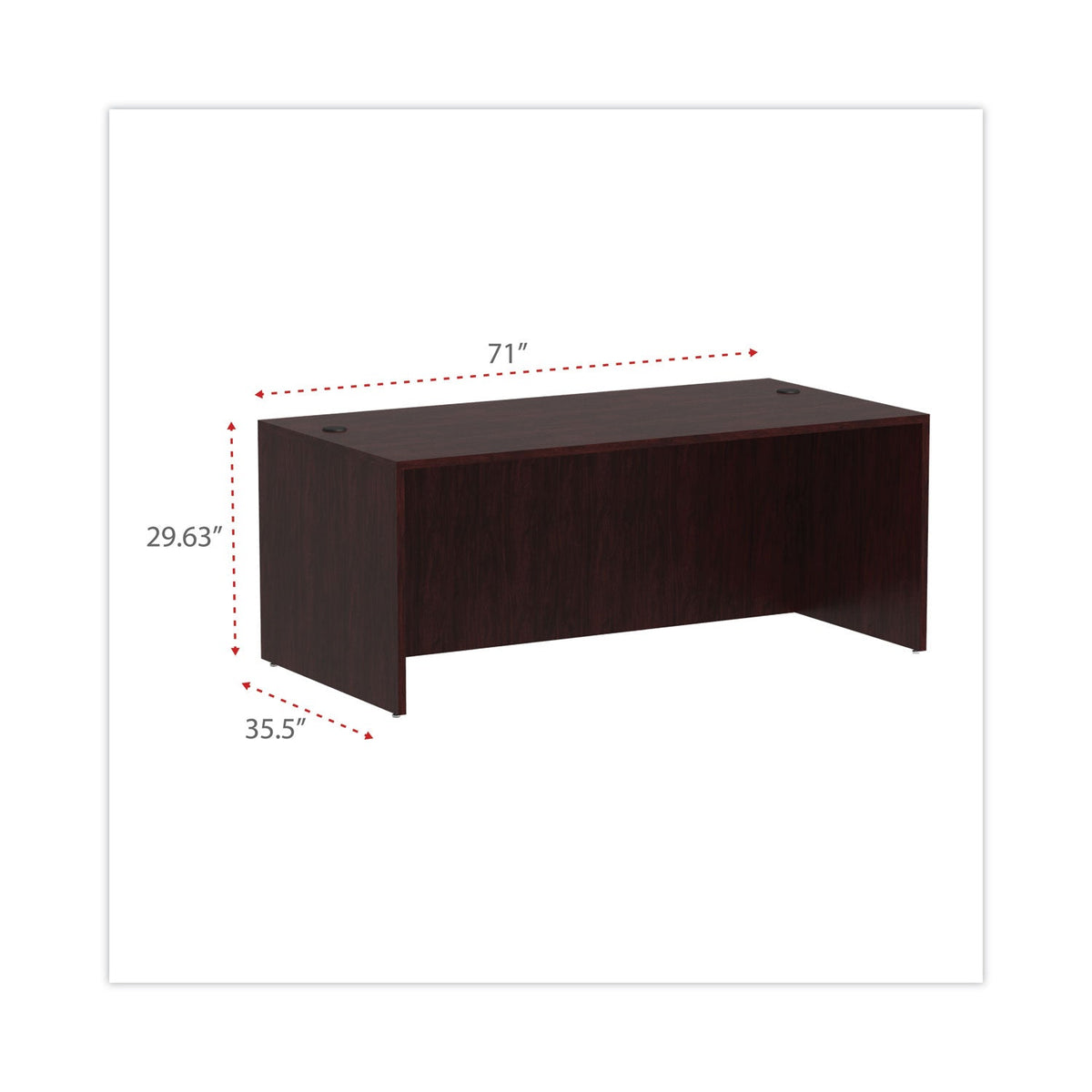 Alera Valencia Series Straight Front Desk Shell, 71" x 35.5" x 29.63", Mahogany