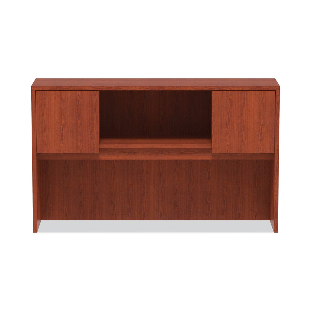 Alera Valencia Series Hutch with Doors, 4 Compartments, 58.88w x 15d x 35.38h, Medium Cherry