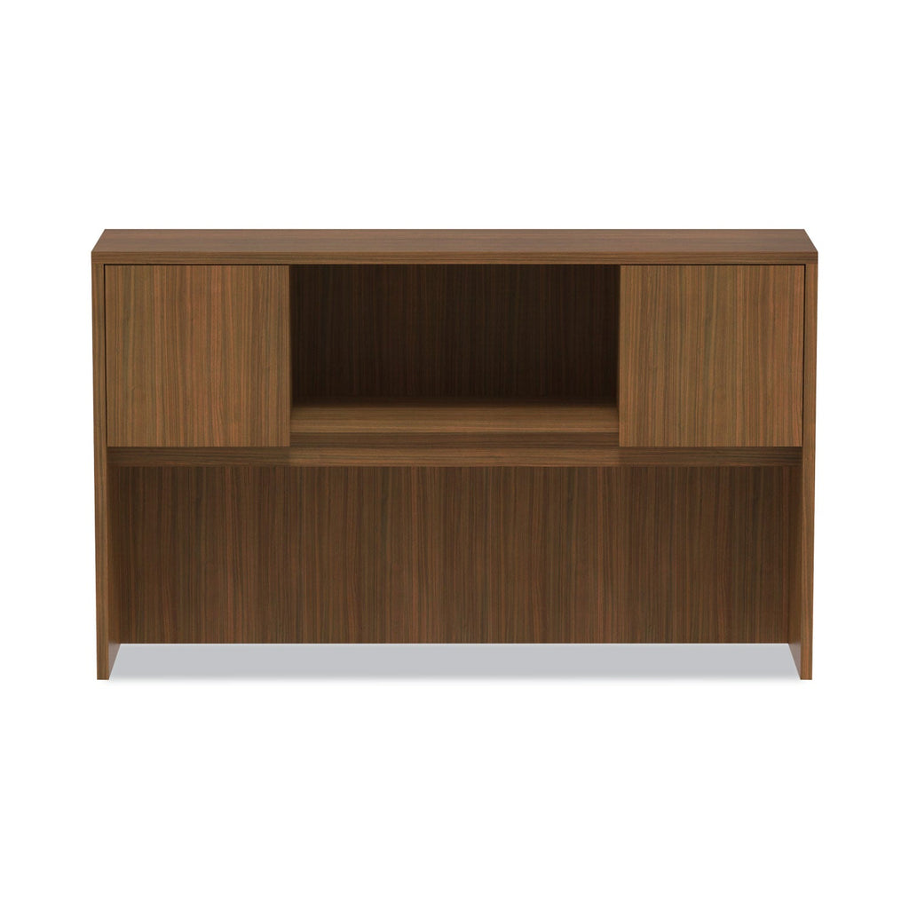 Alera Valencia Series Hutch with Doors, 4 Compartments, 58.88w x 15d x 35.38h, Modern Walnut