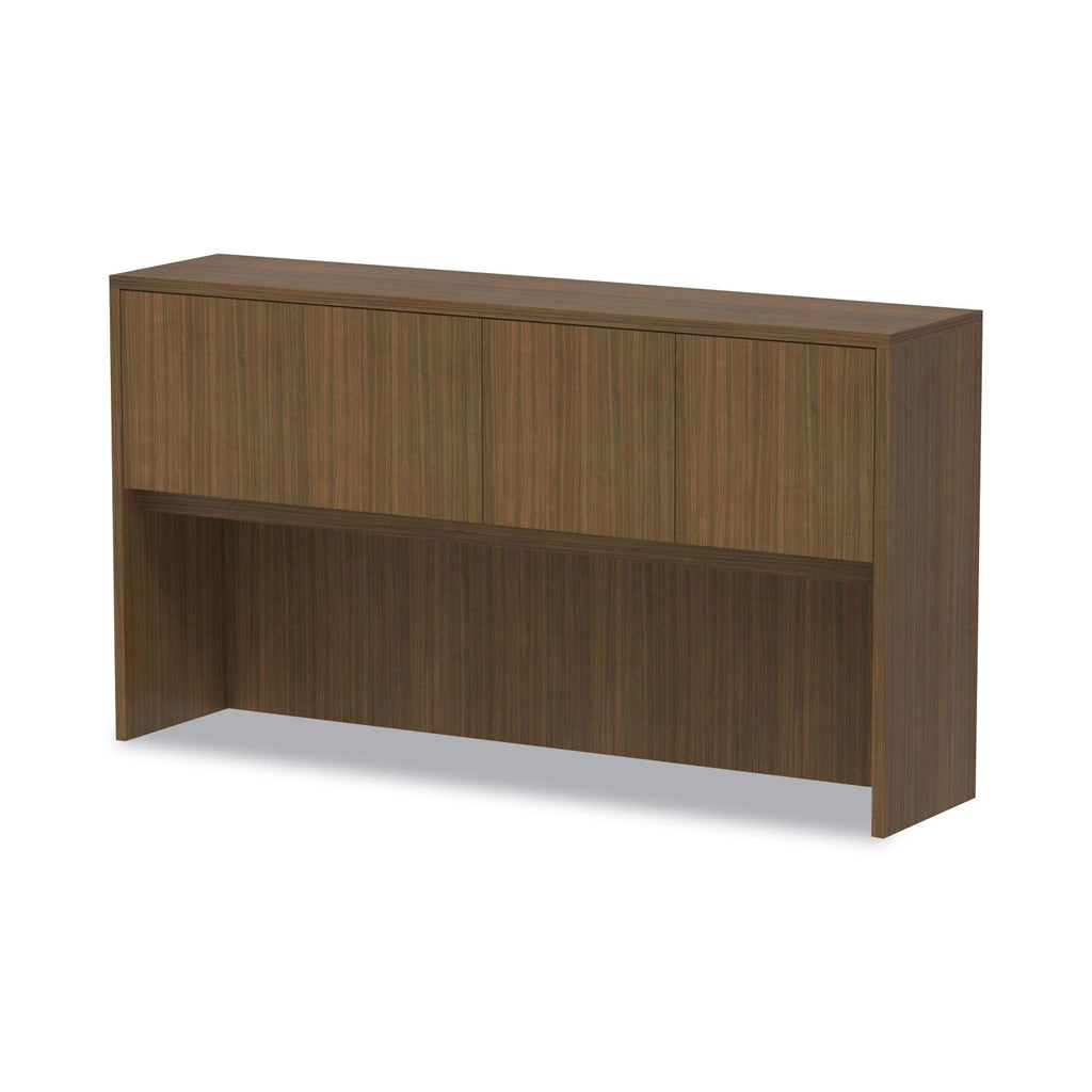 Alera Valencia Series Hutch with Doors, 4 Compartments, 64.75w x 15d x 35.38h, Modern Walnut