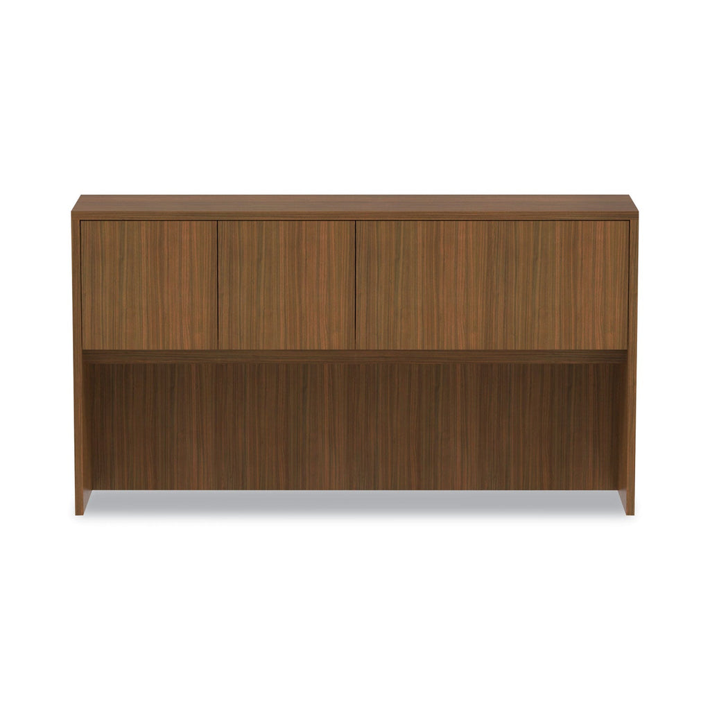 Alera Valencia Series Hutch with Doors, 4 Compartments, 64.75w x 15d x 35.38h, Modern Walnut