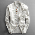 Vintage Chinese-style Slim-fit Shirt With A Mandarin Collar