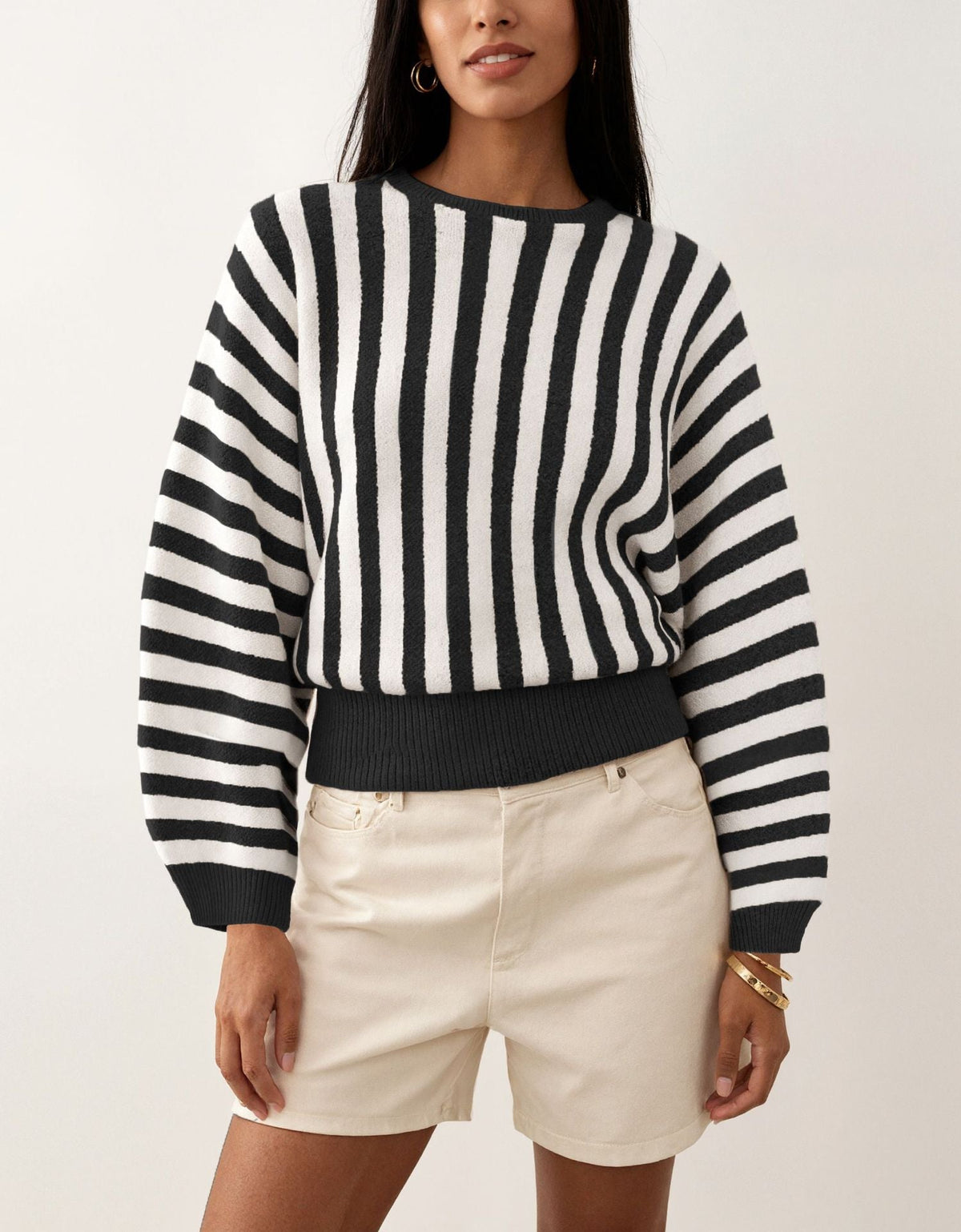 New Stylish Striped Long-sleeve Knit For Fall And Winter