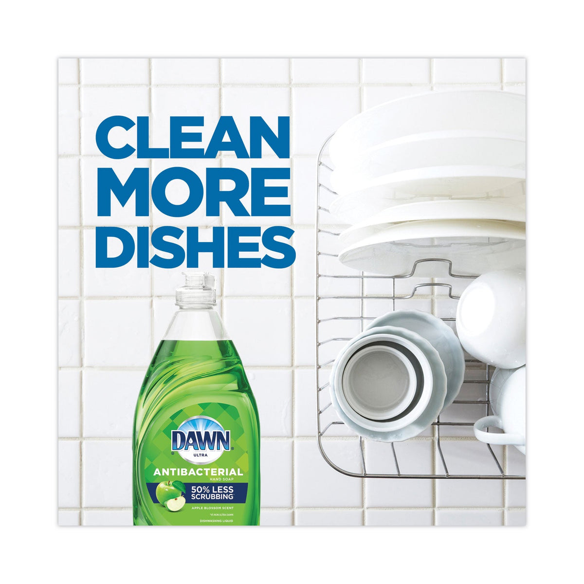 Dawn Ultra Antibacterial Dishwashing Liquid, Apple Blossom Scent, 38 oz Bottle, 8/Carton