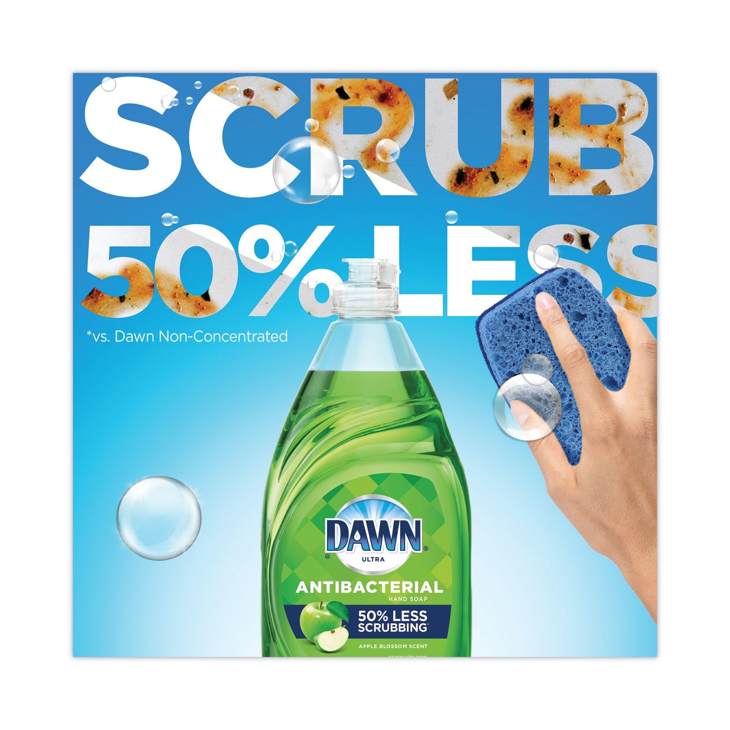 Dawn Ultra Antibacterial Dishwashing Liquid, Apple Blossom Scent, 38 oz Bottle, 8/Carton