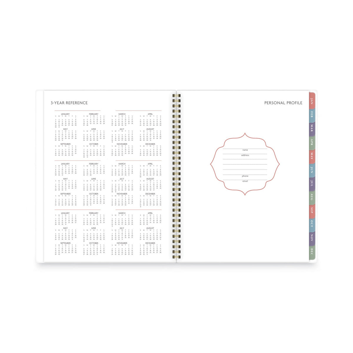 AT-A-GLANCE Badge Hand Drawn Geo Weekly/Monthly Planner, Badge Geo Artwork, 11x8.5, Blue/White Cover, 13-Month(Jan to Jan): 2023 to 2024