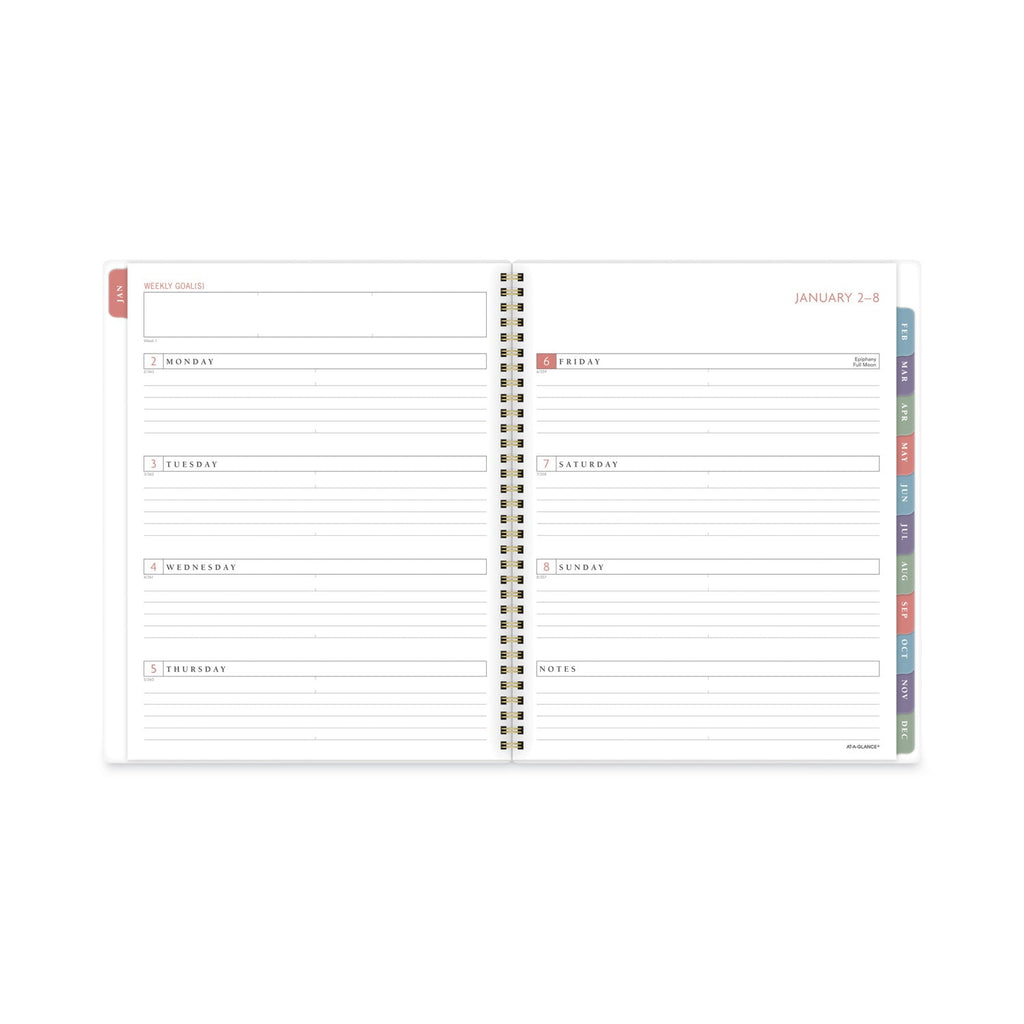 AT-A-GLANCE Badge Floral Weekly/Monthly Planner, Badge Floral Artwork, 11x8.5, Blue/Green/Pink Cover, 13-Month(Jan to Jan): 2023 to 2024