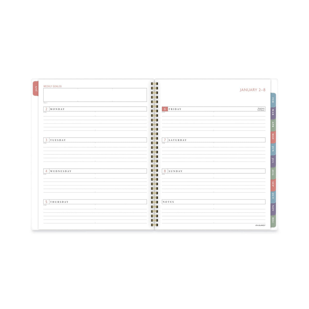 AT-A-GLANCE Badge Floral Weekly/Monthly Planner, Badge Floral Artwork, 11x8.5, Blue/Green/Pink Cover, 13-Month(Jan to Jan): 2023 to 2024