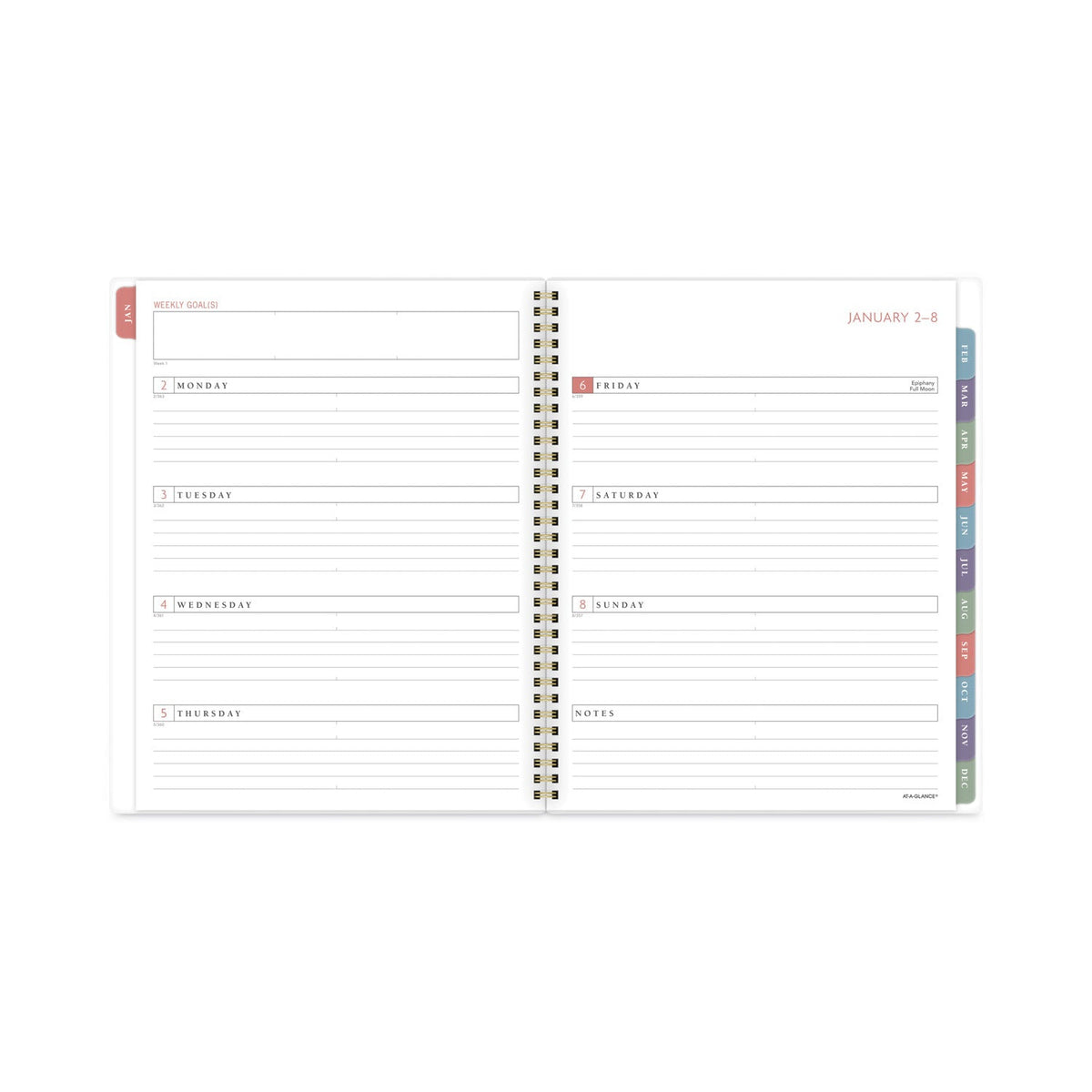 AT-A-GLANCE Badge Hand Drawn Geo Weekly/Monthly Planner, Badge Geo Artwork, 11x8.5, Blue/White Cover, 13-Month(Jan to Jan): 2023 to 2024