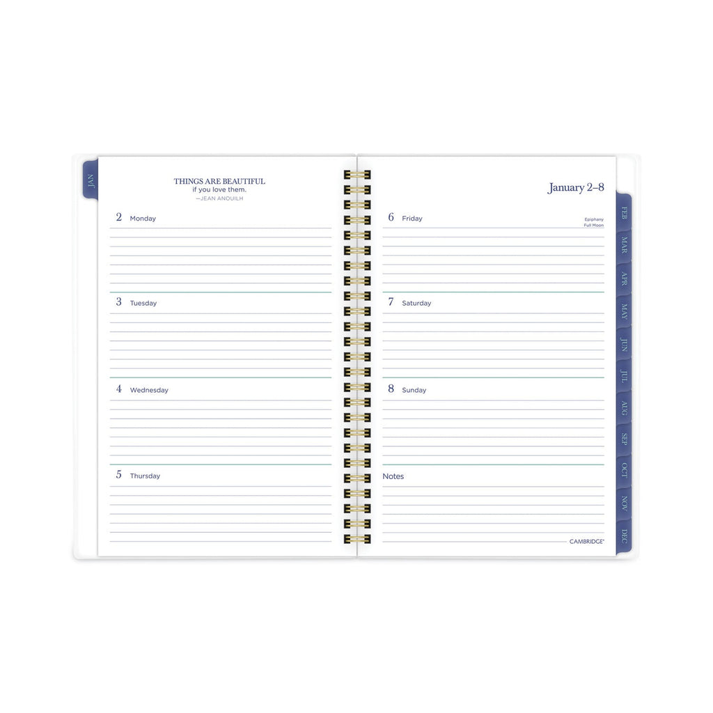 Cambridge Precious Weekly/Monthly Planner, Precious Floral Artwork, 8.5 x 5.5, Blue/Green/Pink Cover, 12-Month (Jan to Dec): 2023