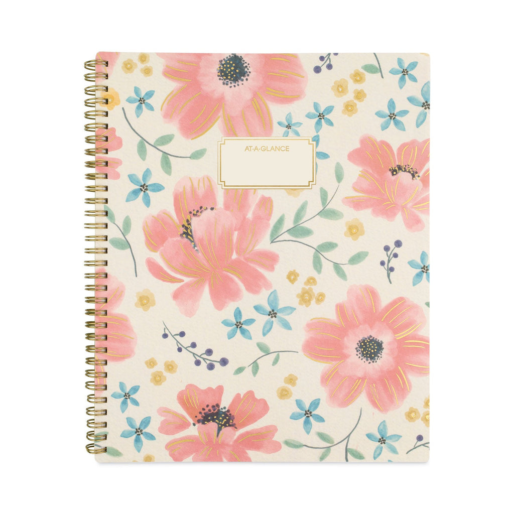 AT-A-GLANCE Badge Floral Weekly/Monthly Planner, Badge Floral Artwork, 11x8.5, Blue/Green/Pink Cover, 13-Month(Jan to Jan): 2023 to 2024