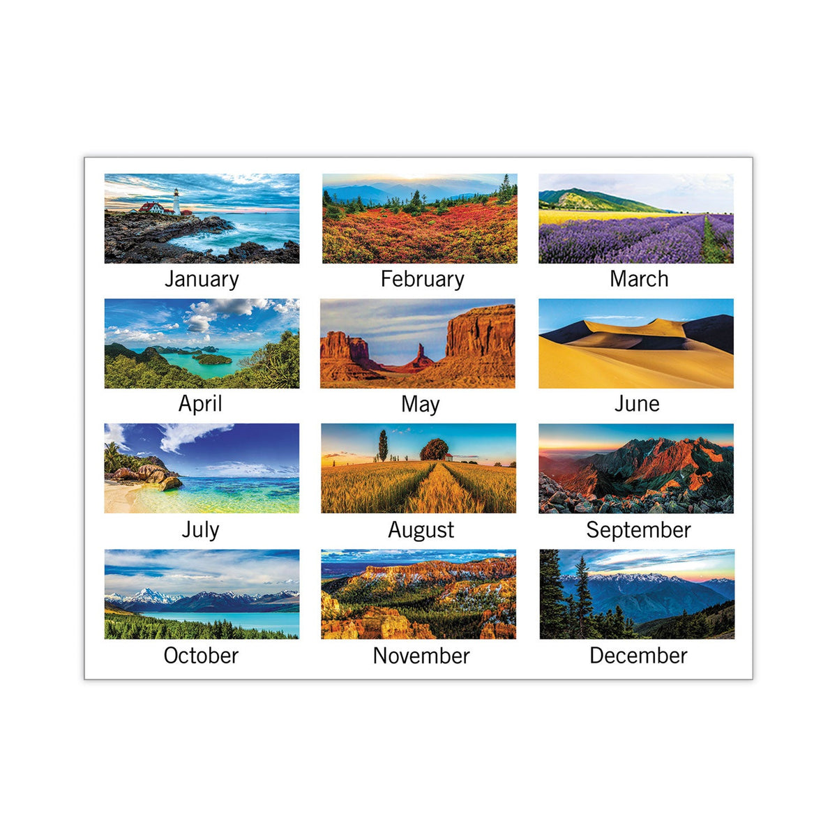 AT-A-GLANCE Scenic Three-Month Wall Calendar, Scenic Landscape Photography, 12 x 27, White Sheets, 14-Month (Dec to Jan): 2022 to 2024