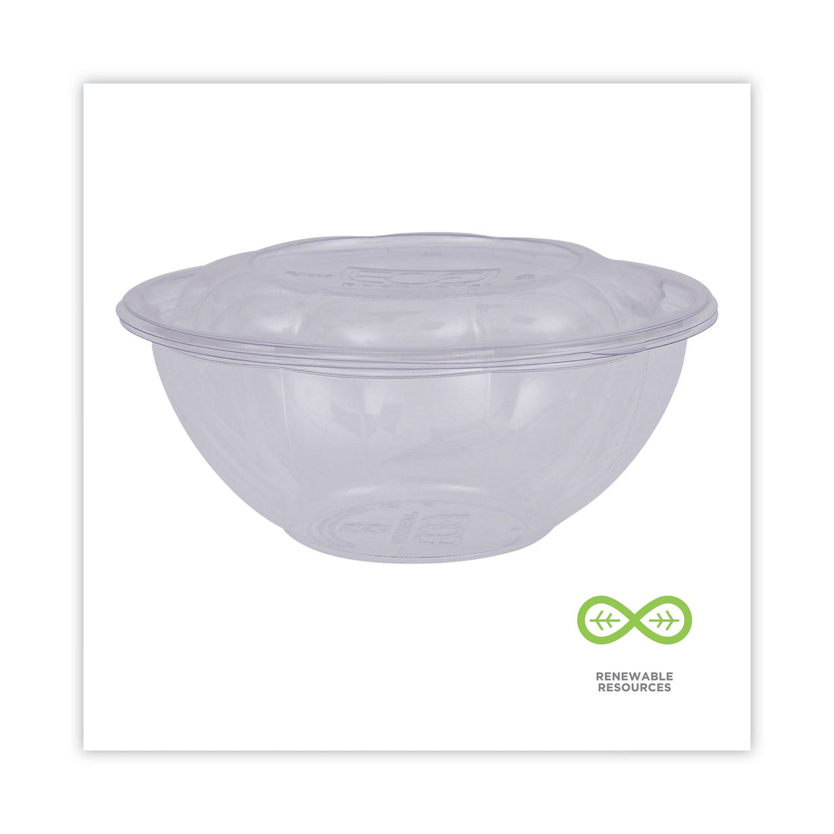 Eco-Products Renewable and Compostable Salad Bowls with Lids, 24 oz, Clear, Plastic, 50/Pack, 3 Packs/Carton