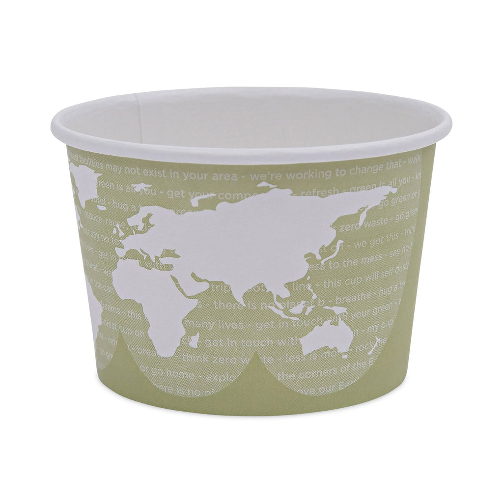 Eco-Products World Art Renewable and Compostable Food Container, 16 oz, 4.05 Diameter x 3 h, Seafoam, Paper, 25/Pack, 20 Packs/Carton