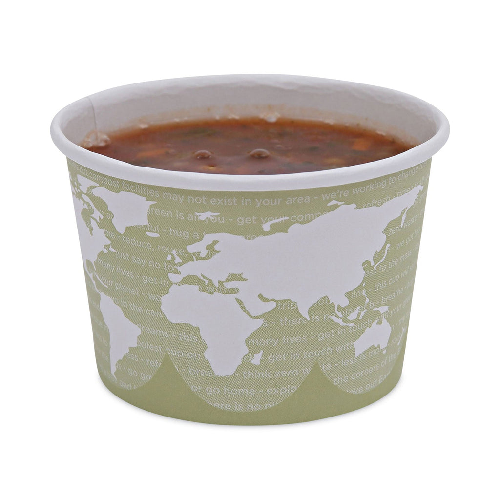 Eco-Products World Art Renewable and Compostable Food Container, 16 oz, 4.05 Diameter x 3 h, Seafoam, Paper, 25/Pack, 20 Packs/Carton
