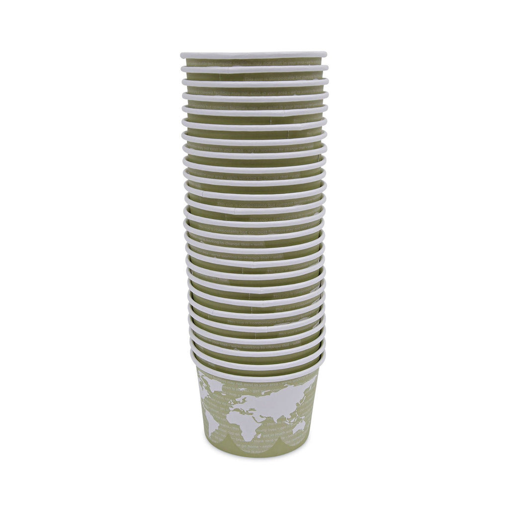 Eco-Products World Art Renewable and Compostable Food Container, 16 oz, 4.05 Diameter x 3 h, Seafoam, Paper, 25/Pack, 20 Packs/Carton