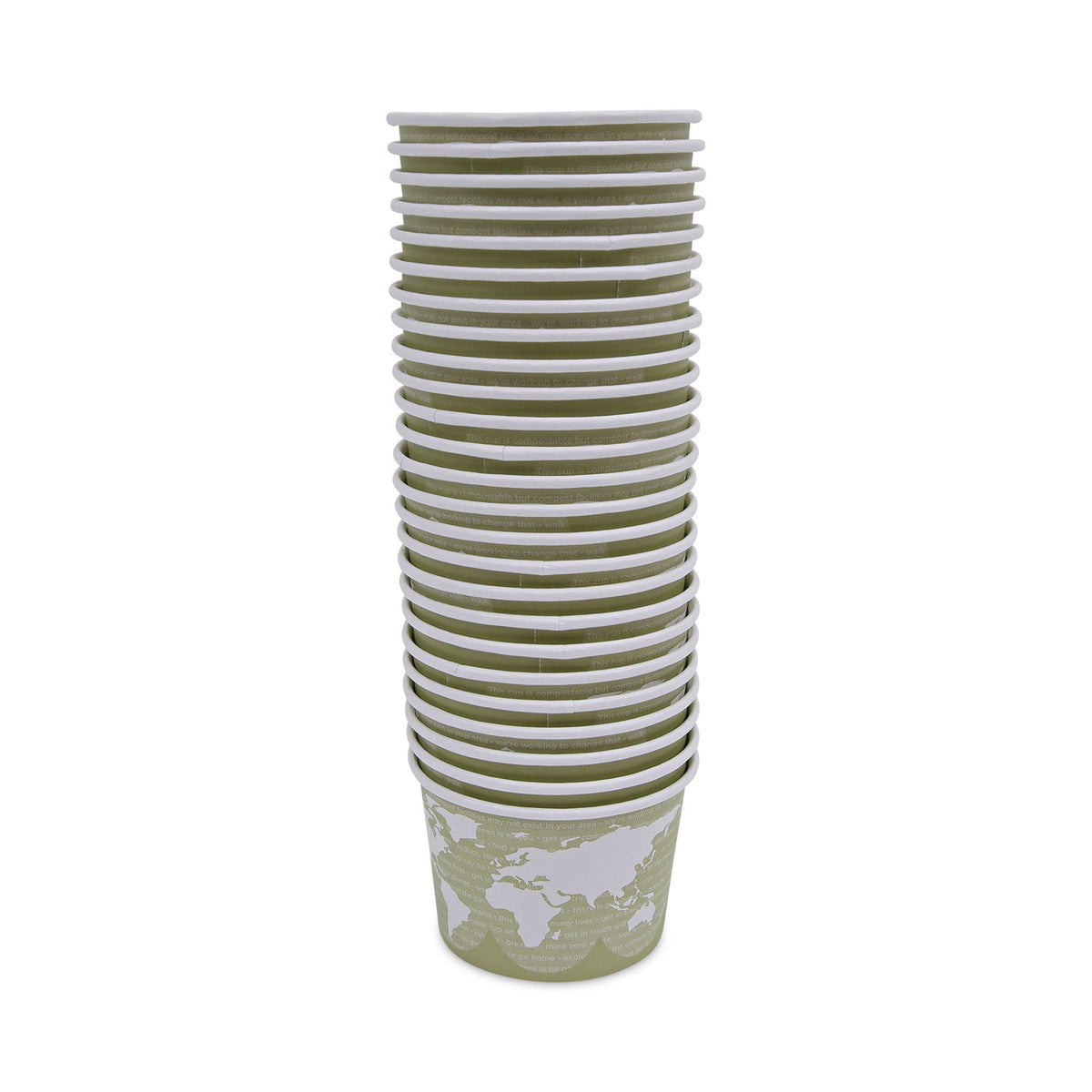 Eco-Products World Art Renewable and Compostable Food Container, 16 oz, 4.05 Diameter x 3 h, Seafoam, Paper, 25/Pack, 20 Packs/Carton