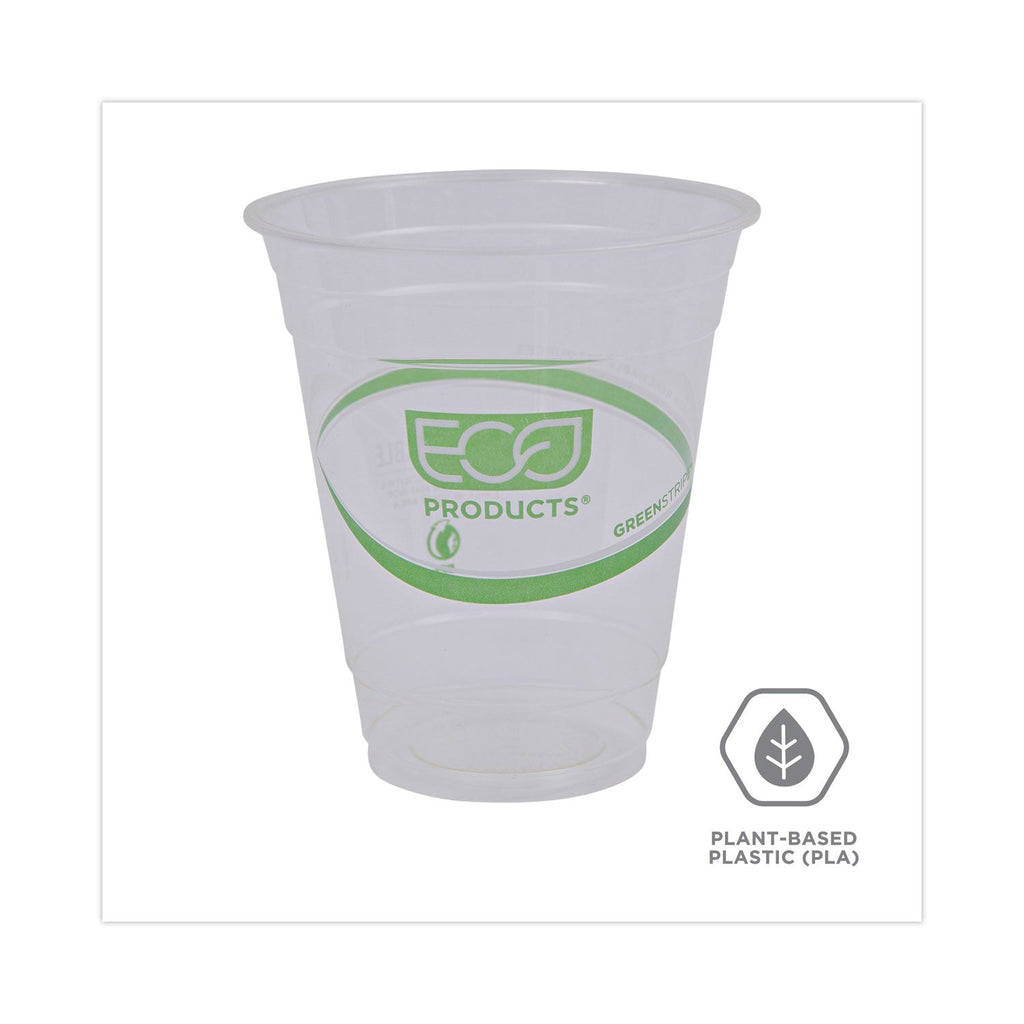 Eco-Products GreenStripe Renewable and Compostable Cold Cups Convenience Pack, 12 oz, Clear, 50/Pack