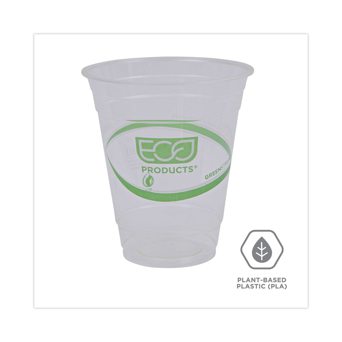 Eco-Products GreenStripe Renewable and Compostable Cold Cups Convenience Pack, 12 oz, Clear, 50/Pack