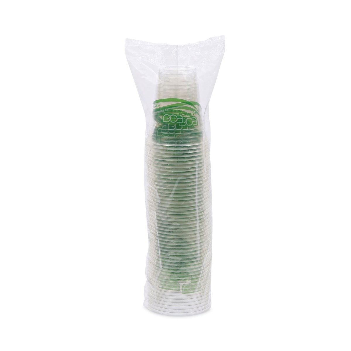 Eco-Products GreenStripe Renewable and Compostable Cold Cups Convenience Pack, 12 oz, Clear, 50/Pack