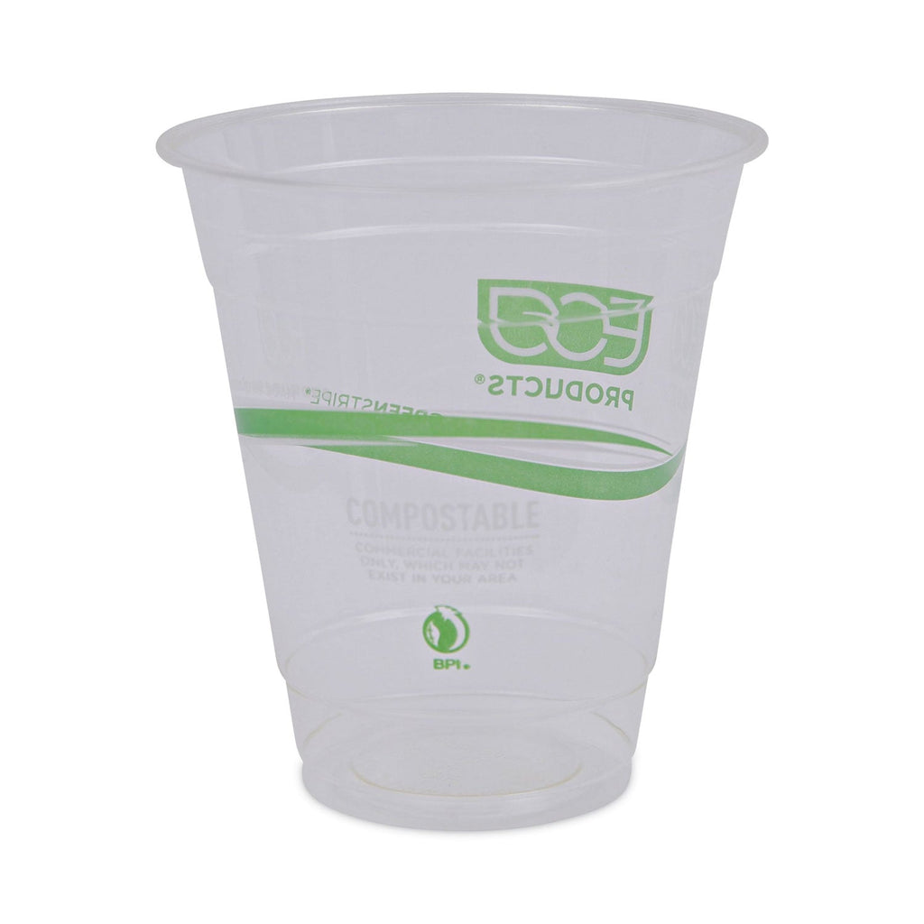 Eco-Products GreenStripe Renewable and Compostable Cold Cups Convenience Pack, 12 oz, Clear, 50/Pack
