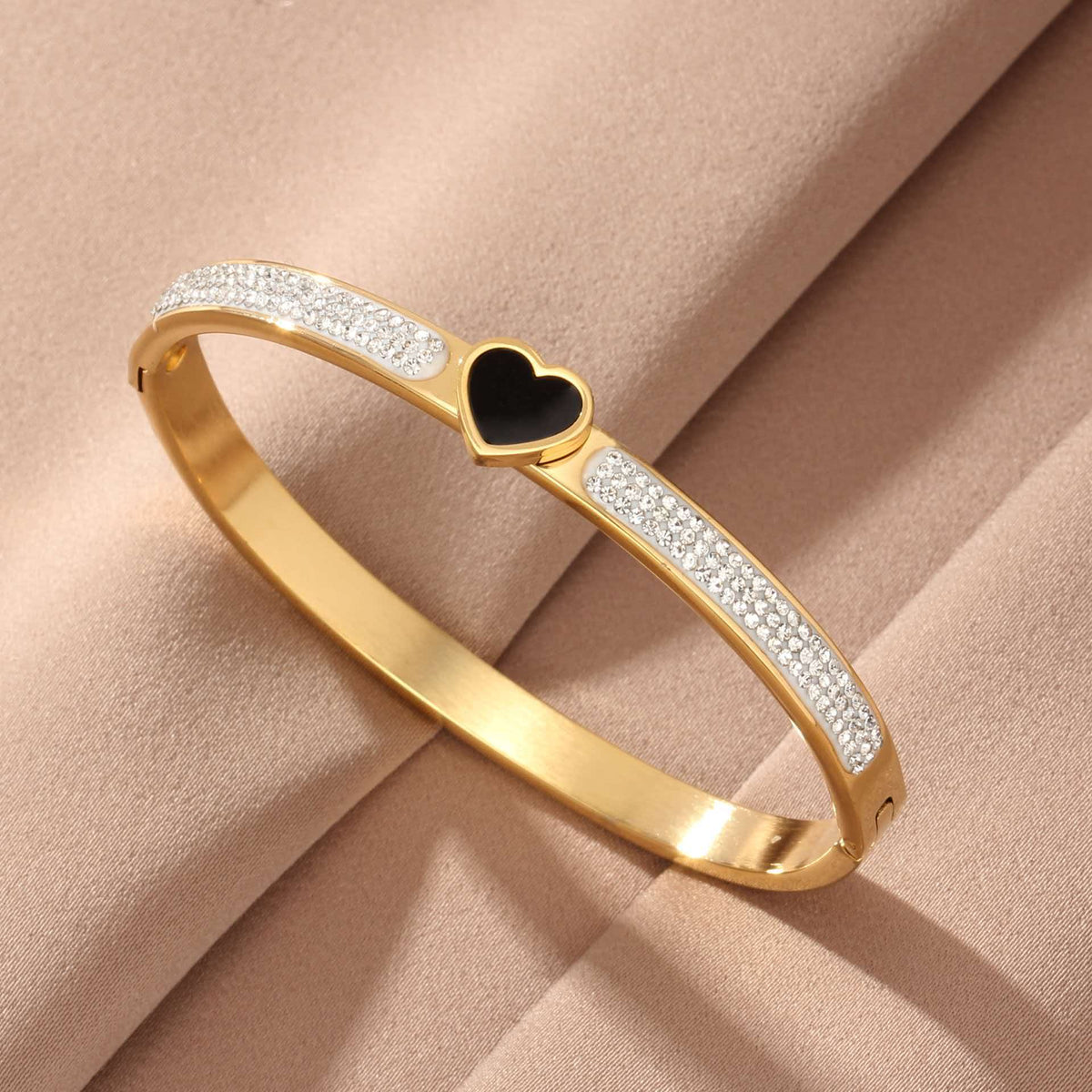 Stainless Steel Inlaid Rhinestone Buckle Bracelet