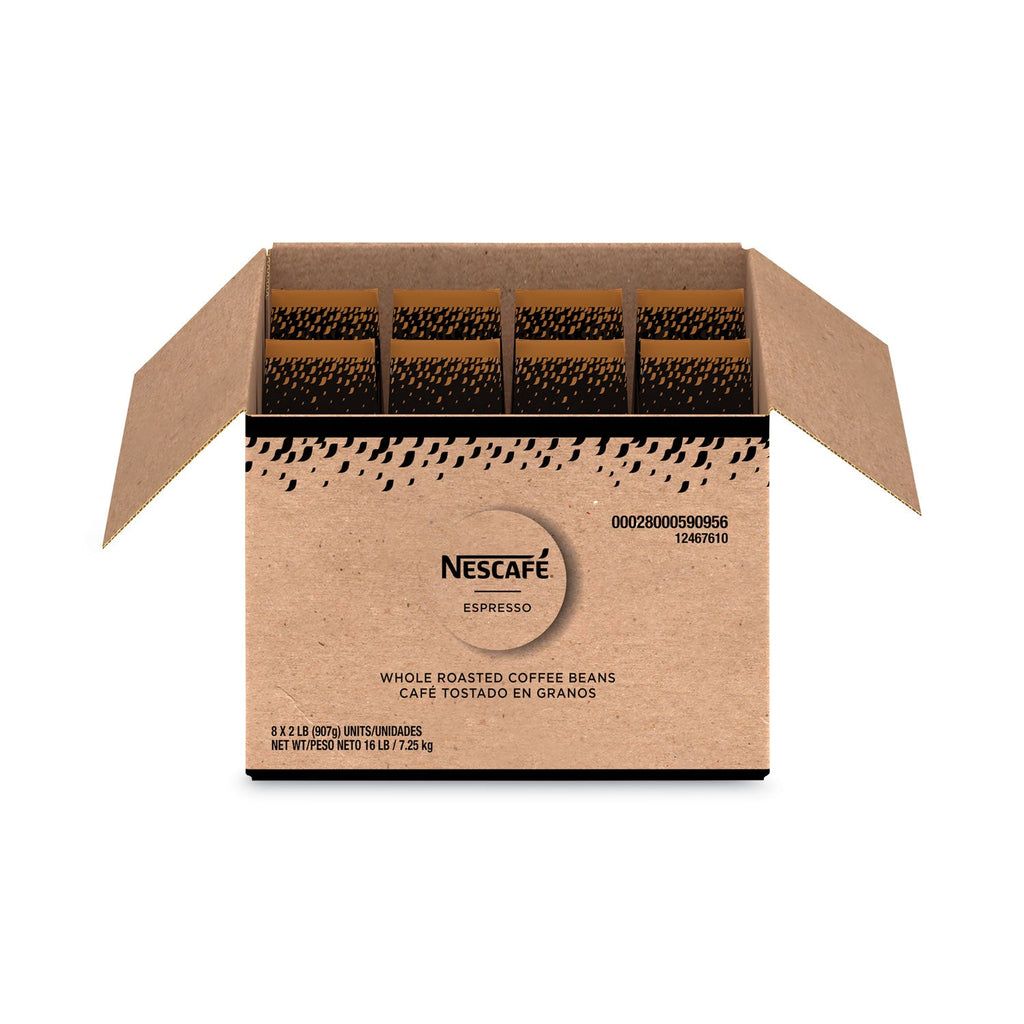 Nescafé Espresso Whole Roasted Coffee Beans, 2 lb Bag, 8/Carton