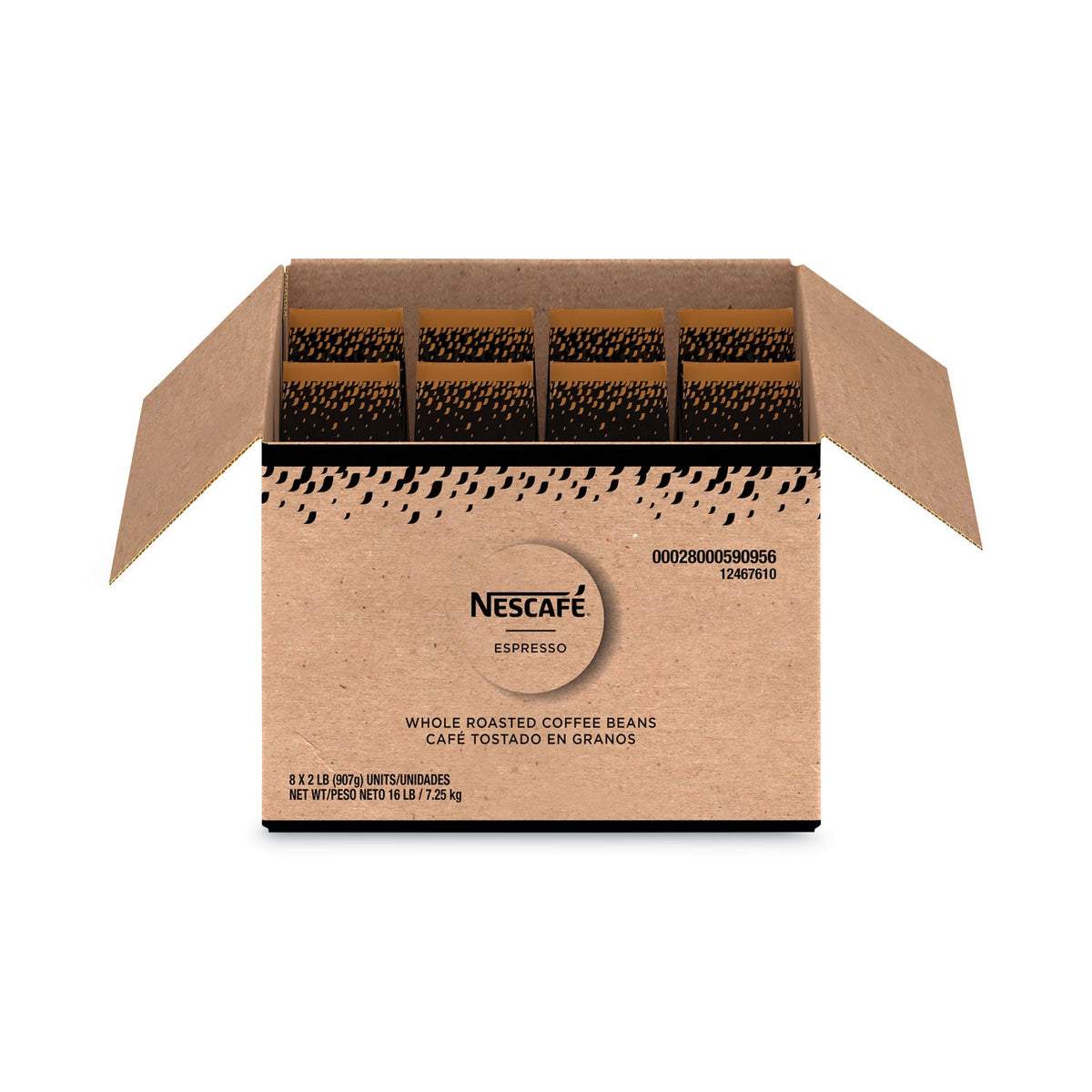 Nescafé Espresso Whole Roasted Coffee Beans, 2 lb Bag, 8/Carton