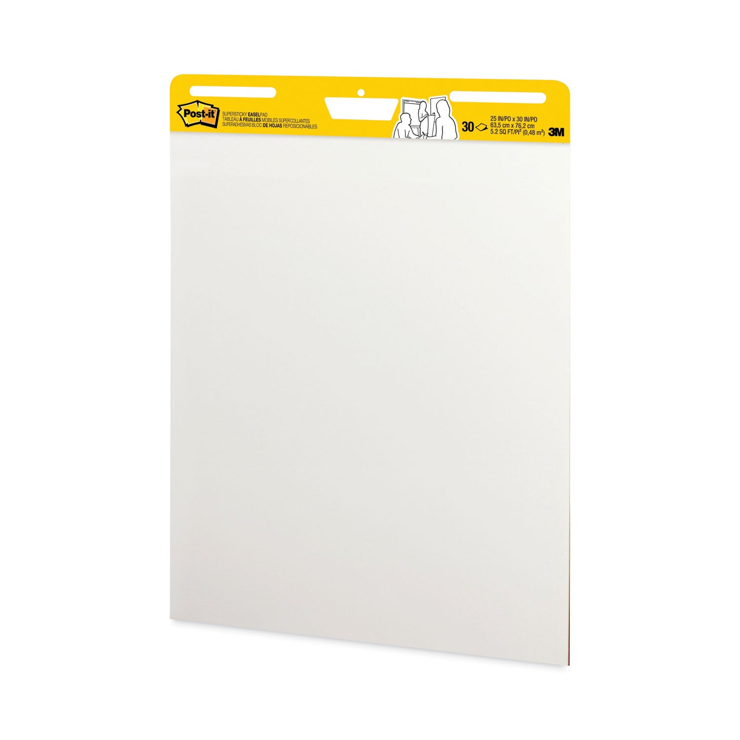 Post-it Vertical-Orientation Self-Stick Easel Pad Value Pack, Unruled, 25 x 30, White, 30 Sheets, 4/Carton