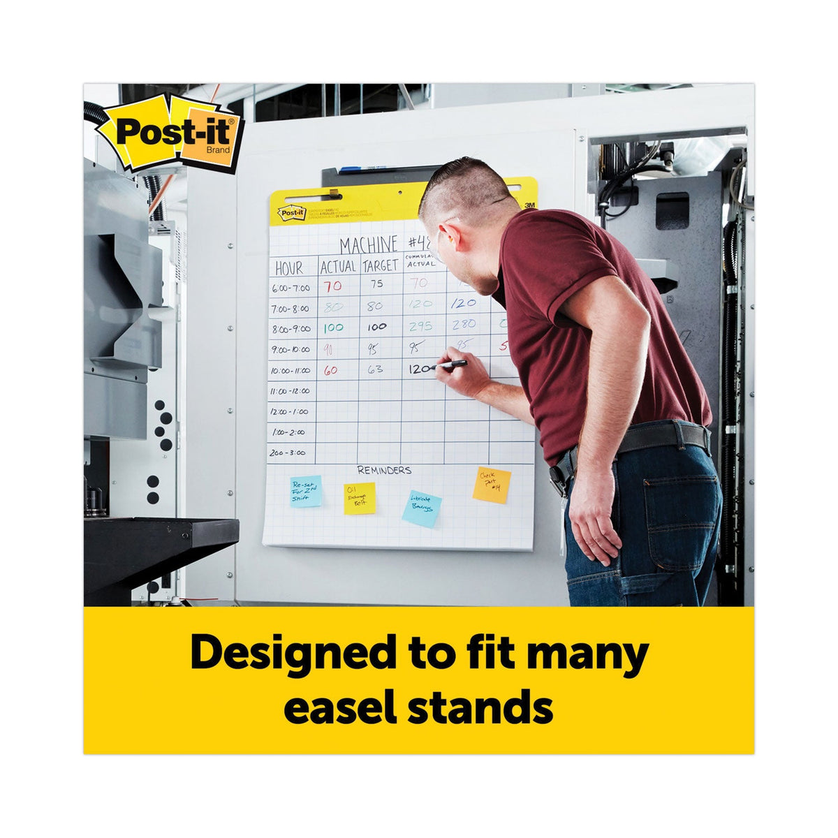 Post-it Vertical-Orientation Self-Stick Easel Pads, Quadrille Rule (1 sq/in), 25 x 30, White, 30 Sheets, 2/Carton