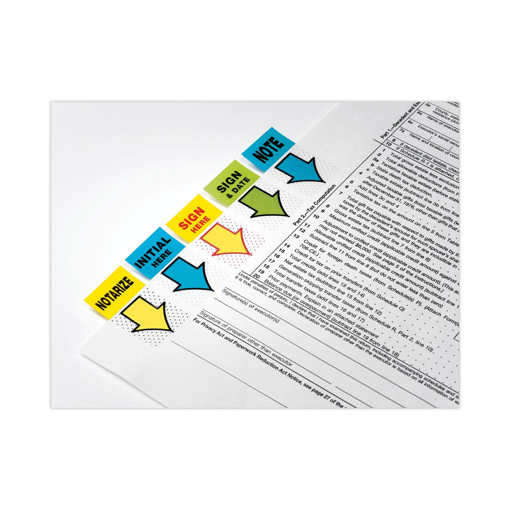 Post-it Arrow Message 1" Page Flags, "Initial Here", Blue, 50 Flags Dispensers/2 Dispensers/Pack
