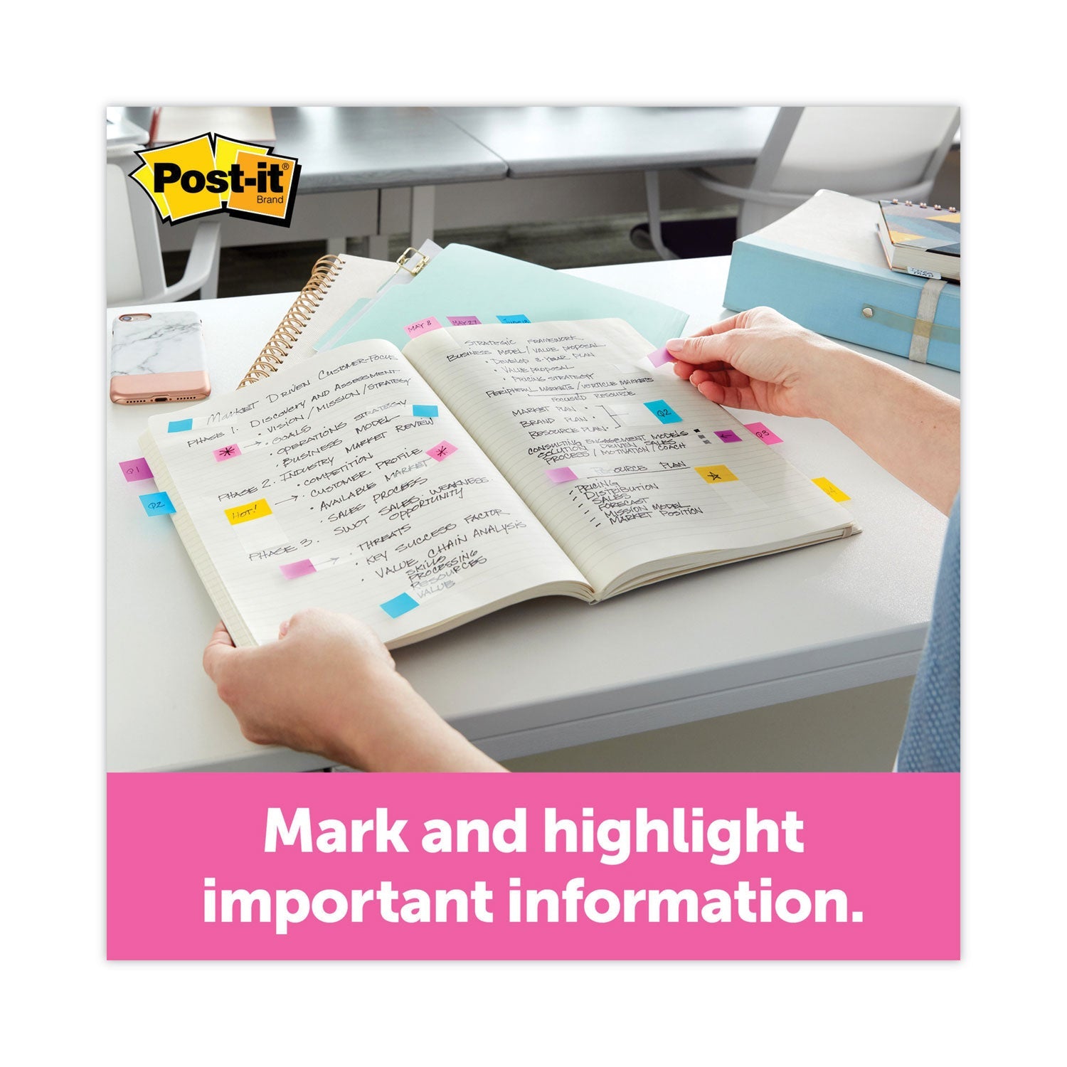 Post-it Page Flags in Portable Dispenser, Assorted Primary, 160 Flags/Dispenser