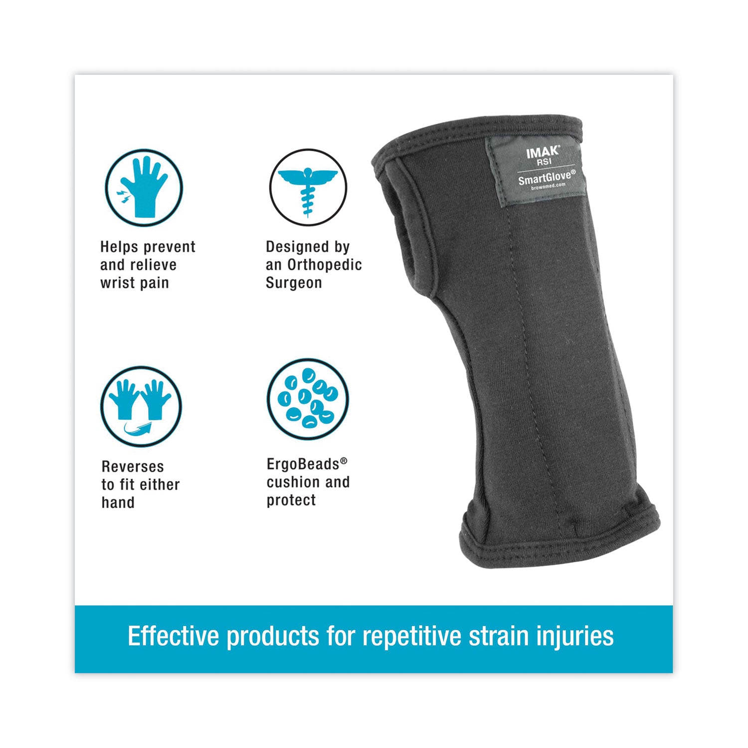 IMAK SmartGlove Wrist Wrap, Large, Fits Hands Up to 4.25" Wide, Black