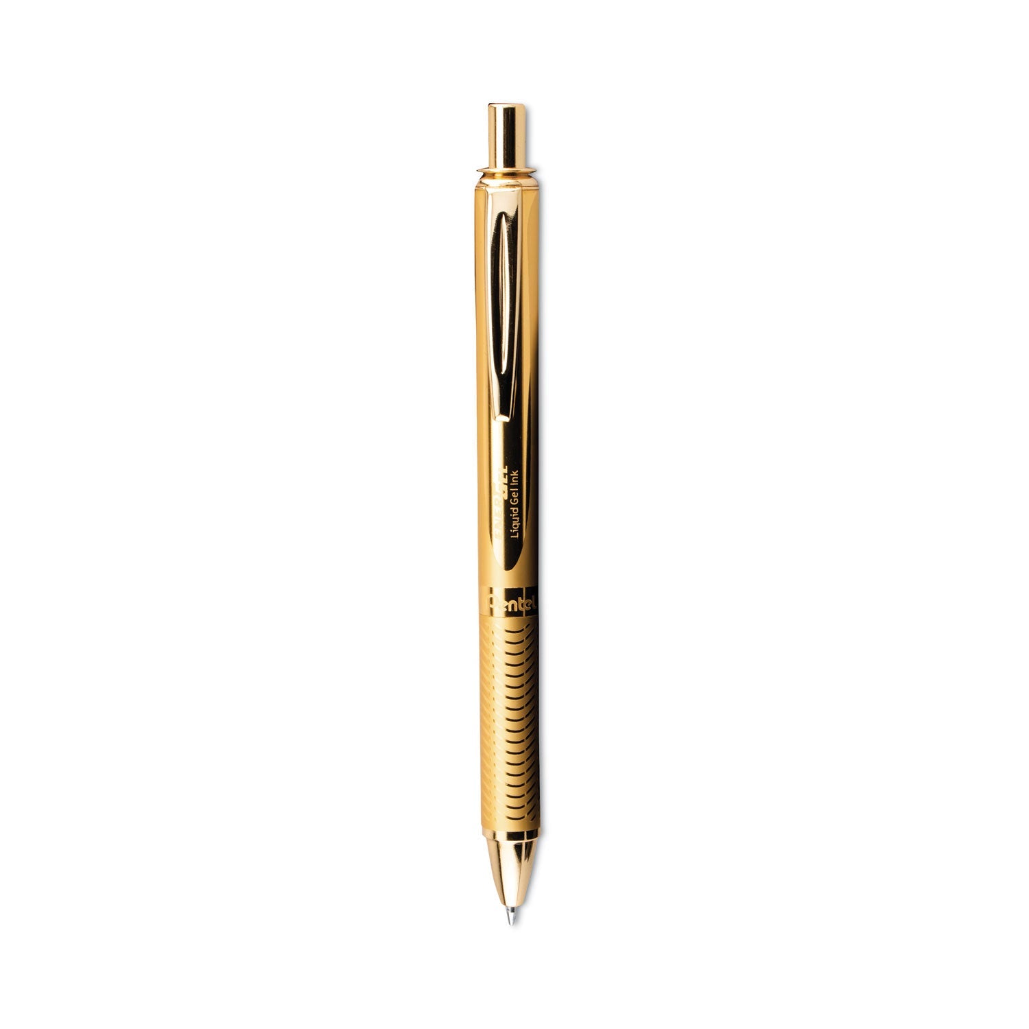 Pentel EnerGel Alloy Gel Pen, Retractable, Medium 0.7 mm, Black Ink, Gold Barrel