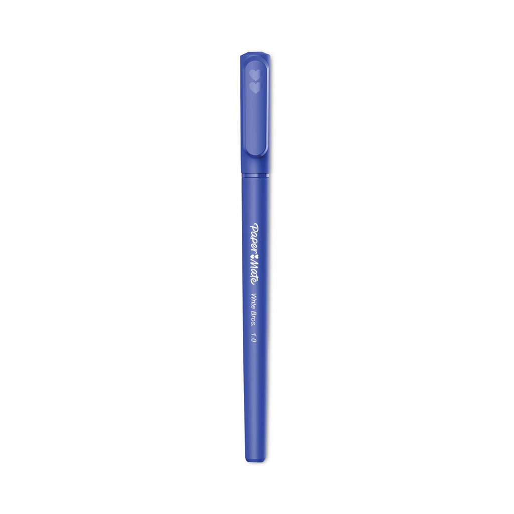 Paper Mate Write Bros. Ballpoint Pen, Stick, Medium 1 mm, Blue Ink, Blue Barrel, Dozen