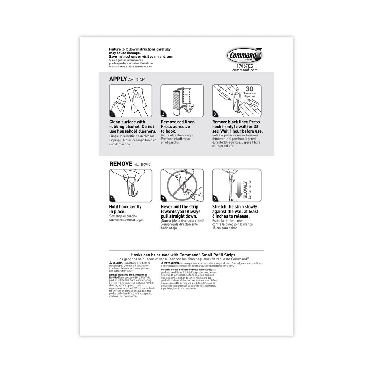 Command General Purpose Hooks, Small, 0.5 lb Cap, White, 28 Hooks and 32 Strips/Pack