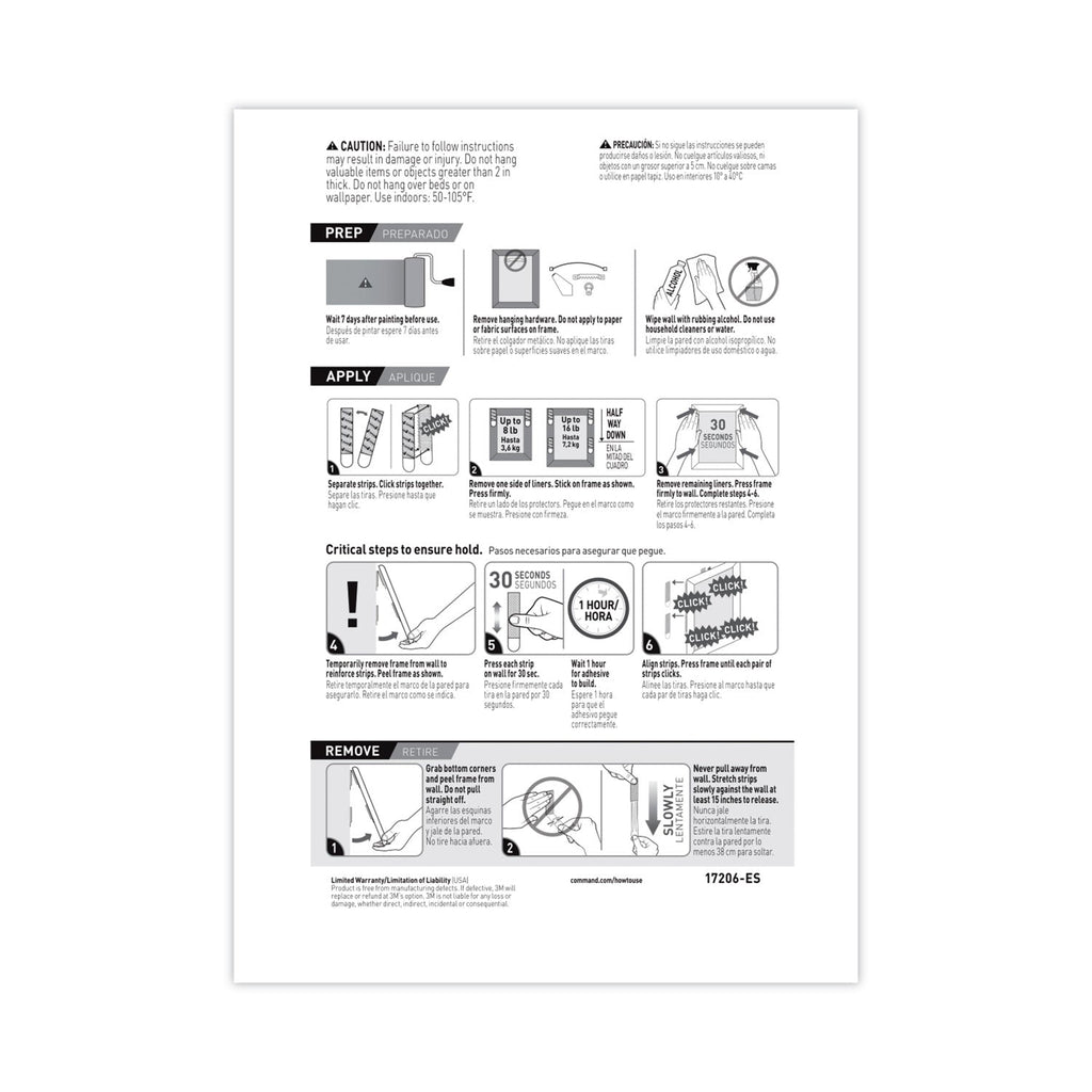 Command Picture Hanging Strips, Removable, Holds Up to 4 lbs per Pair, 0.5 x 3.63, White, 4 Pairs/Pack
