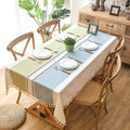 90*90 cm Plaid Decorative Linen Tablecloth With Tassel Waterproof Oilproof Thick Rectangular Wedding Dining Table Cover Tea Table Cloth