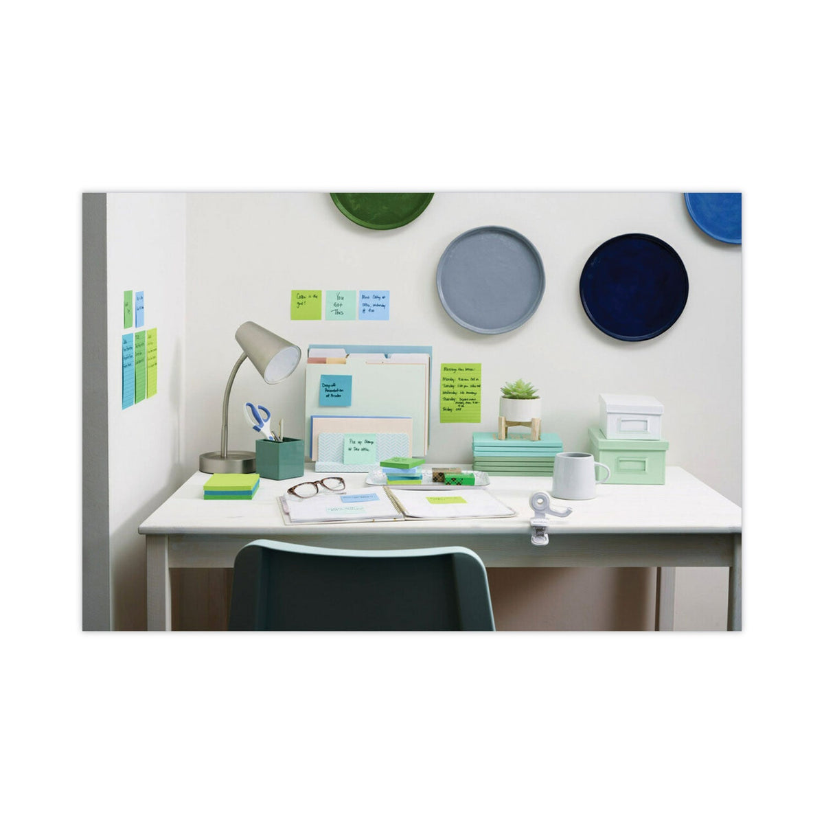 Post-it Recycled Notes in Oasis Collection Colors, 3" x 3", 90 Sheets/Pad, 12 Pads/Pack
