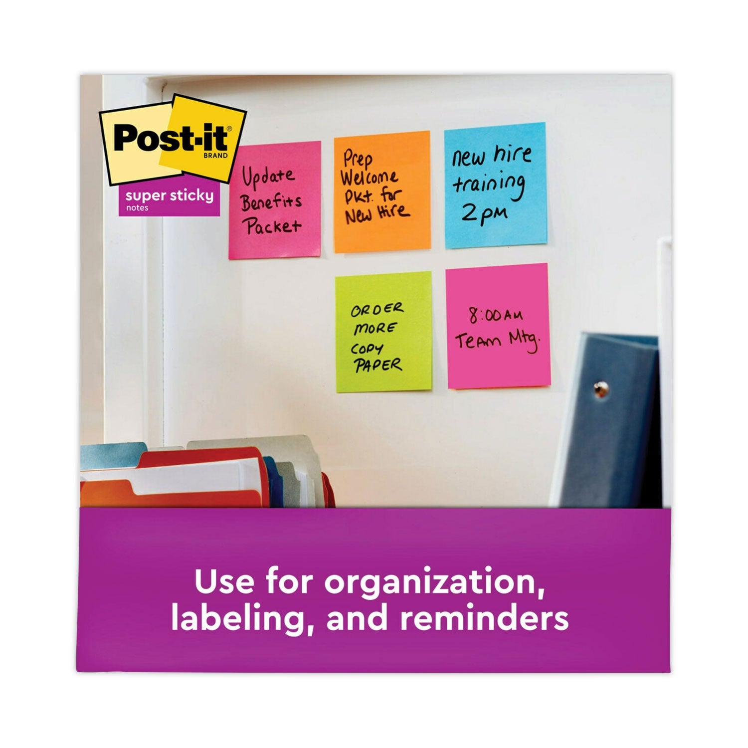 Post-it Pads in Energy Boost Collection Colors, 3" x 3", 90 Sheets/Pad, 24 Pads/Pack
