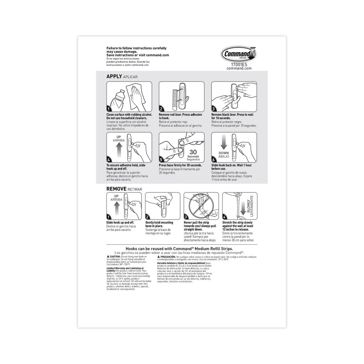 Command General Purpose Hooks Multi-Pack, Medium, 3 lb Cap, White, 6 Hooks and 12 Strips/Pack